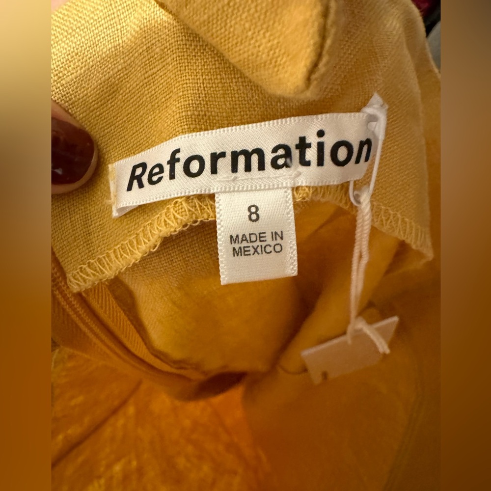 NWT Reformation Linen Dress Tuscan Yellow Size 8 - Picture 7 of 10